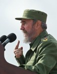 Cuban President Fidel Castro delivers a